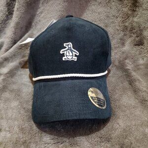 Penguin Hat Cap Snap Back Black Iris White Logo with Rope Casual Cotton